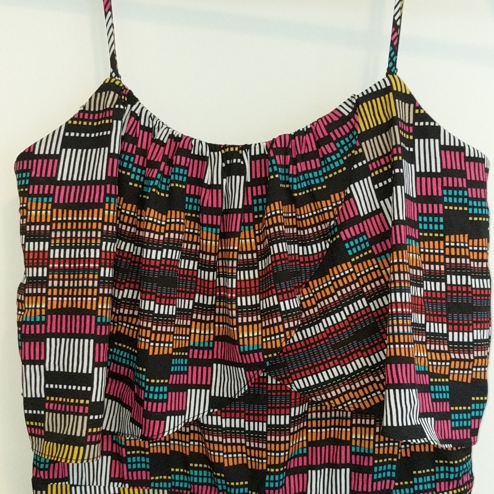 Bebe short romper straps ruffle 2 pockets